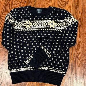 Navy and cream Polo Ralph Lauren fair isle crew neck sweater Boys M 10-12